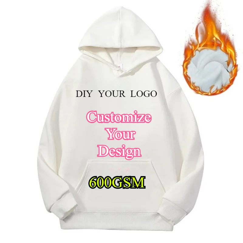 Customized Design DIY Logo Mens Hoodies High-quality Couple Sweatshirt Winter Solid Color Cotton Loose Streetwear Men Clothing