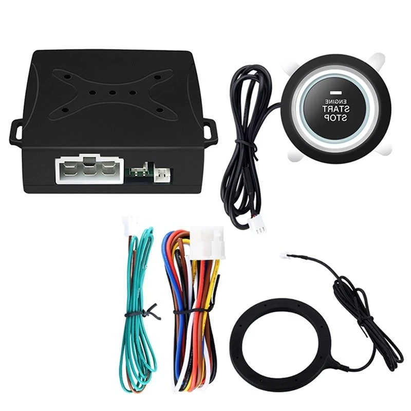 Universal 12V Car RFID Alarm System With Push Button Start/Stop Kit Transponder Immobilizer Anti-Theft Hidden Lock