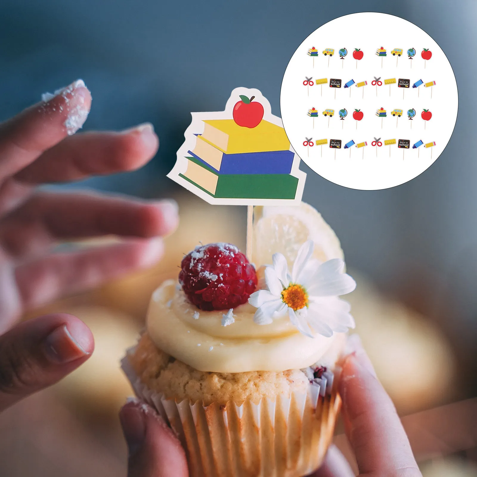 

36Pcs Back to School Cake Topper Fine Workmanship Practical Party Decor Cupcake Picks School Season Cake Decoration