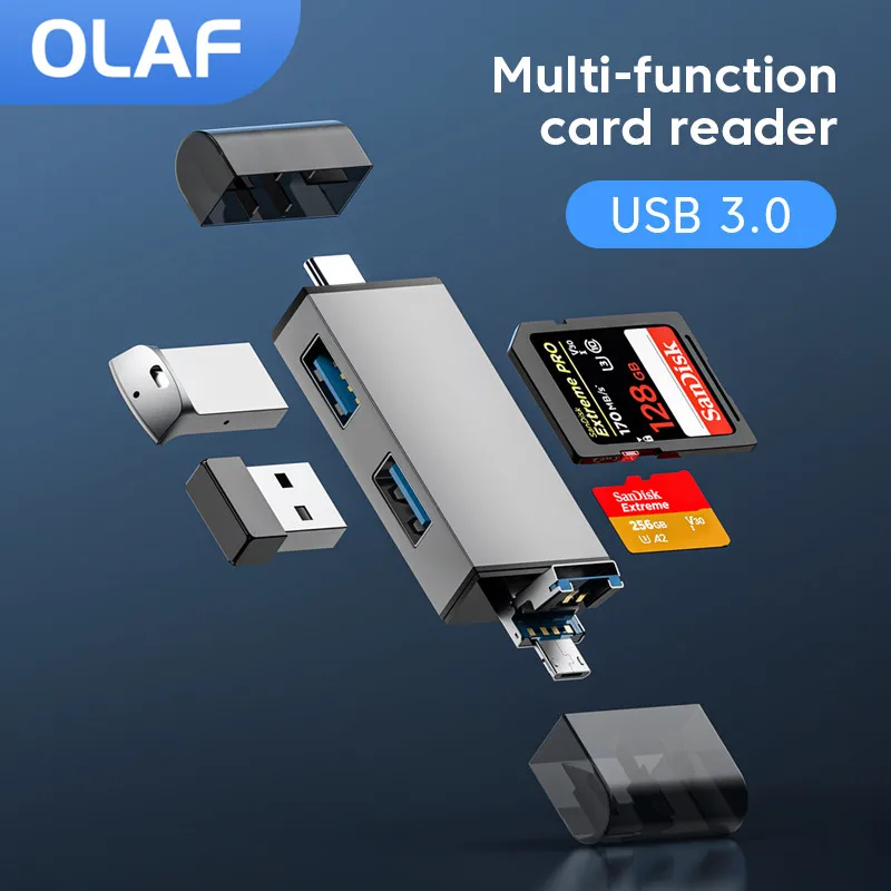 Olaf 7 in 1 Micro SD Card Reader USB Flash Drive Memory TF SD Card Reader OTG type c 3.1 to usb Adapter USB Type C Card Reader