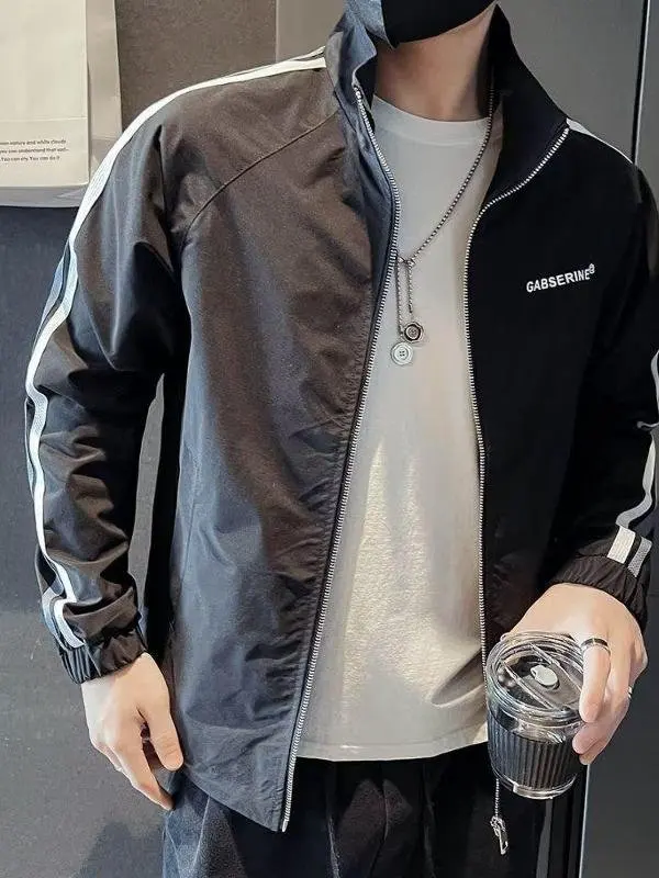 

Мужская повседневная спортивная куртка с воротником-стойкой, дышащая уличная свободная посадка, защита от солнца, осенне-весенняя верхняя одежда, размер подставки