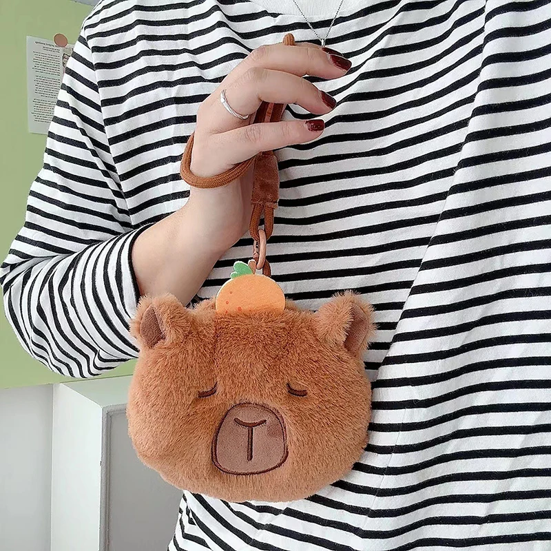 Cute Cartoon Creative Animal Capybara Plush Coin Purse Zipper Change Purse Kawaii Small Wallet Toys For Children Birthday Gifts