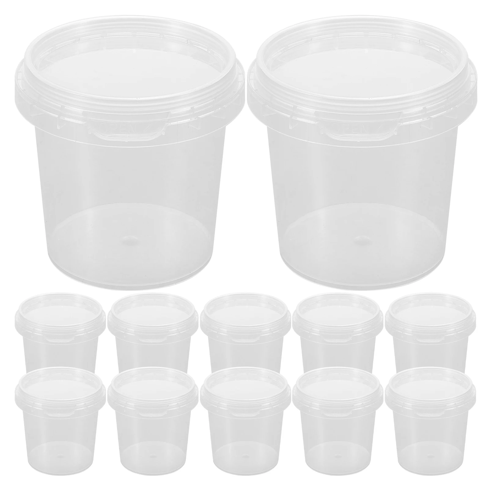 Contenedores de almacenamiento de alimentos, cubos de plástico transparente, cajas redondas reutilizables de gran capacidad, helado, palomitas de maíz, embalaje de té de la leche, 20 Uds.