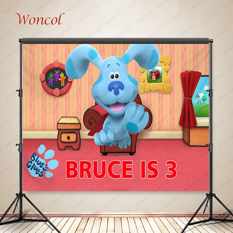 Woncol Blues Clues Photo Background Happy Birthday Photography Backdrop Spot Dog Personalise Custom Decor Banner Photo Prop