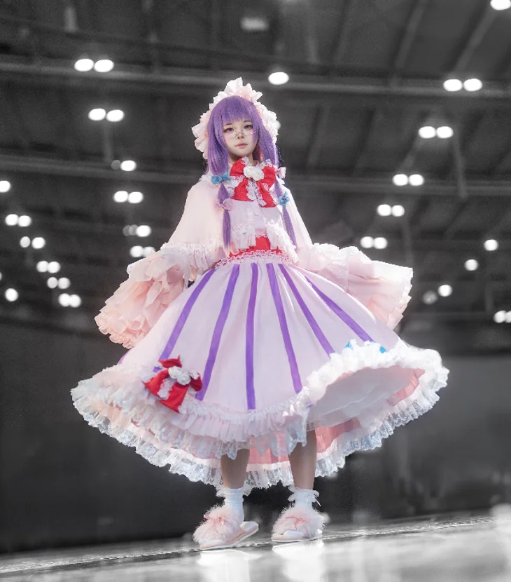 Costume de cosplay Anime Touhou Project Patchouli Knowledge, robe Lolita douce pour fille, uniforme de jeu de rôle, accessoires pour Halloween et carnaval