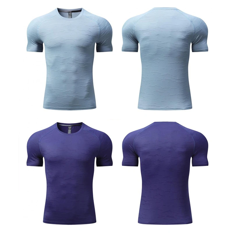 

Summer Ice Silk Thin Running Gym Men Shirt Short Sleeve Top Tees Elastic Fit Sports Training Fitness Quick Dry Spandex T Shirt