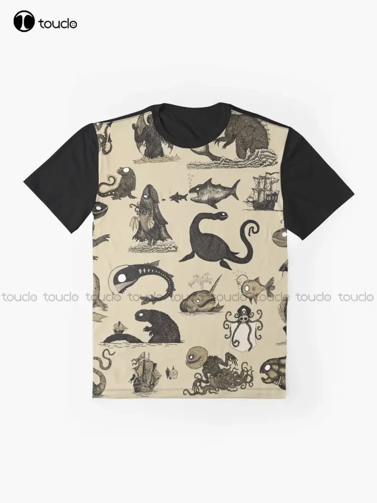 Sea Monsters Collection Graphic T-Shirt Custom Aldult Teen Unisex Digital Printing Tee Shirts Custom Gift Xxs-5Xl Streetwear
