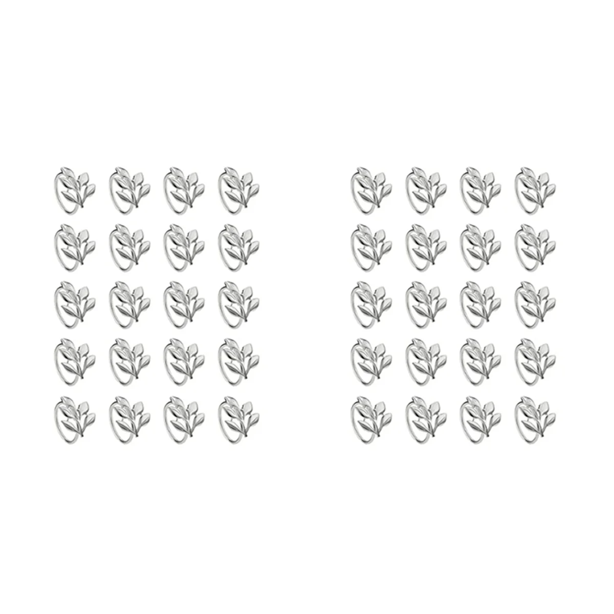 AB47-40Pcs Silver Leaf Napkin Rings - Silver Napkin Ring For Table Napkins - Holiday Napkin Rings Fall Napkin Rings For Party