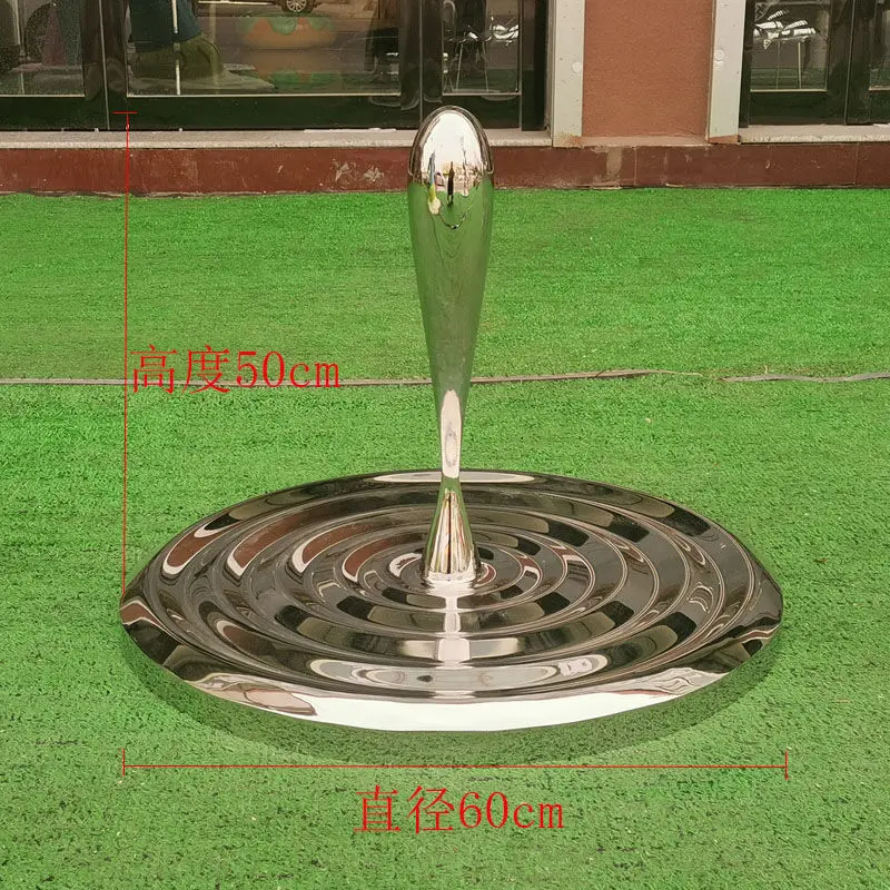 Custom Stainless Steel Drop Wave Ripple Mirror Sculpture Waterscape Large Outdoor Abstract Garden Landscape Ornament