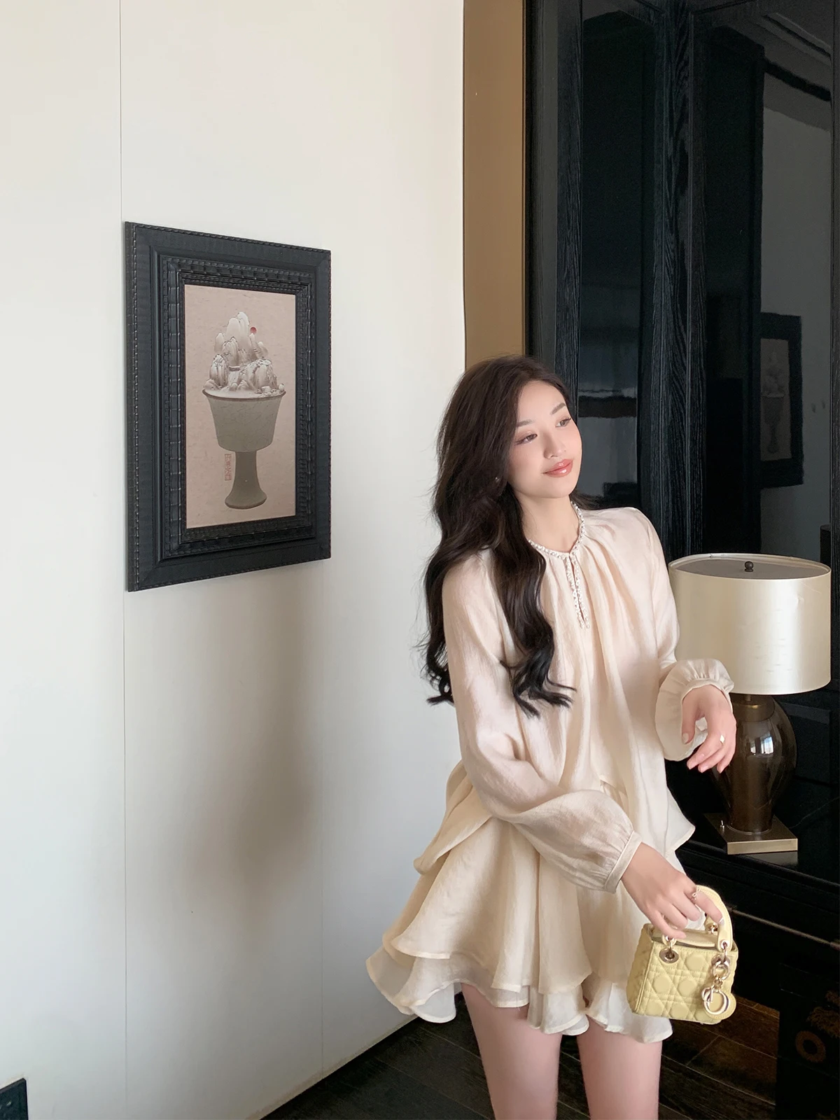 

Chen Chen Spring New Women's Dr Set Ele Ladylike Celebri Feel f High-End Tee-piece Skirt Faionable Ensemble