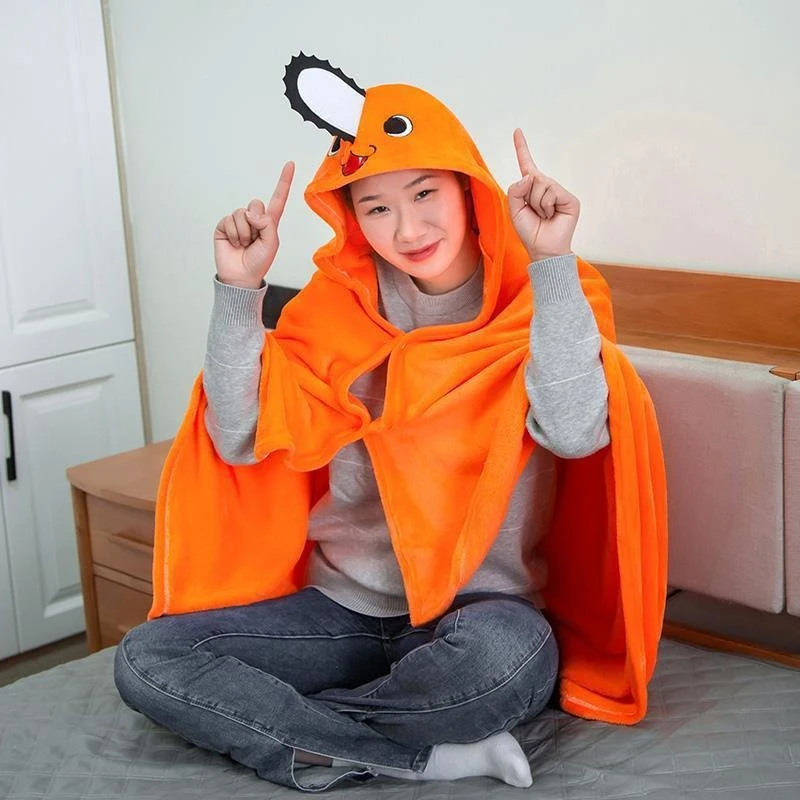 체인소 맨 포치타 담요 애니메이션 코스프레 의상 숄 케이프 의류 캐주얼 홈 오피스 낮잠 담요 겨울 코랄 벨벳 따뜻한 담요