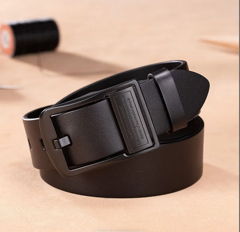 Nieuwe Verstelbare Casual Pin Gesp Riem Mode Luxe Zakenmannen Zwart Lederen Riem