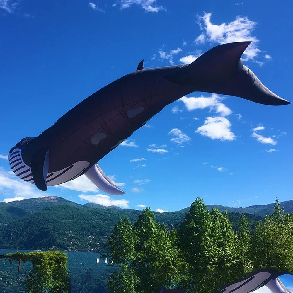 Cerf-volant gonflable en forme de baleine, cintre souple en nylon, résistant aux déchirures et facile à voler, accessoire de plage, 30D, 9m