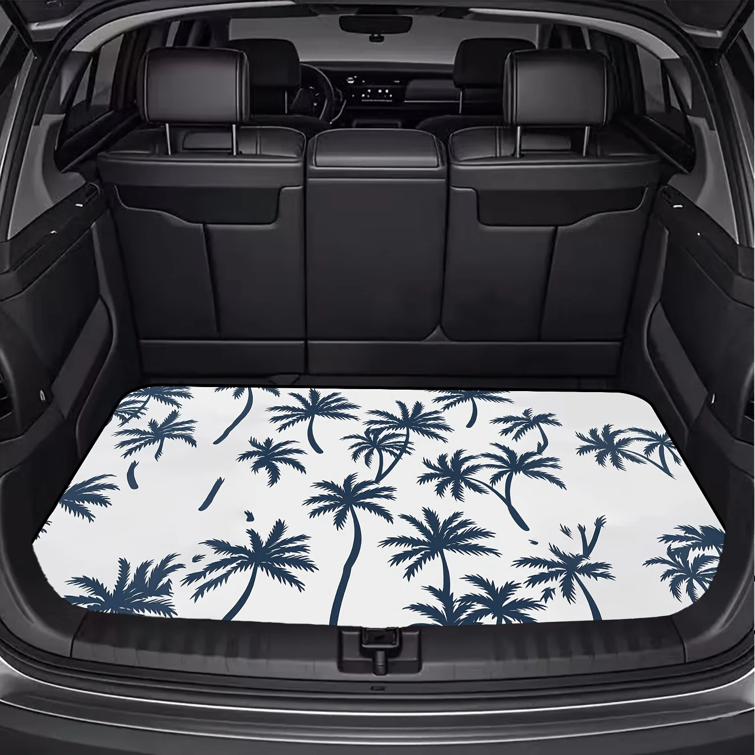 1pc Tropical Palm Tree Print Car Trunk Mat, An Essential Travel Item, Universal Fit For Various Car Models, Interior Car Decorat