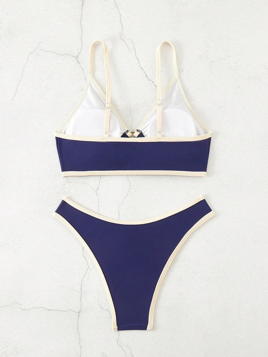 ملابس سباحة نسائية صغيرة الرسن ملابس السباحة للنساء 2025 مثير ملابس السباحة البرازيلي مجموعة البكيني ثونغ Biquini بِدل السباحة الأزرق بحر الإناث