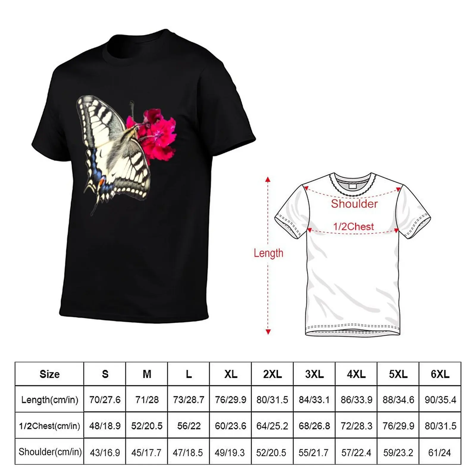 Gift idea butterfly swallowtail photo T-Shirt, Summer Casual Cotton Tee, Oversized Streetwear Tops, Vintage Graphic Print