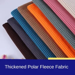 Soft Thickened Elastic Polar Fleece Fabric Corn Grain Plaid By The Meter for Sofa Covers Pillowcases Clothing Sewing White Cloth