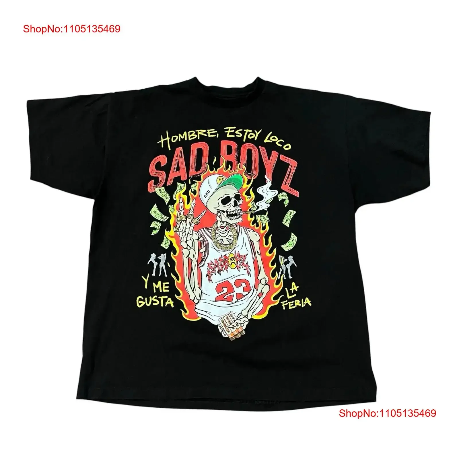SAD BOYZ by Junior H X Lost Hills Nails Black T Shirt Mens 2XL Loco vintage Washed streetwear Soft Stylish Breathable