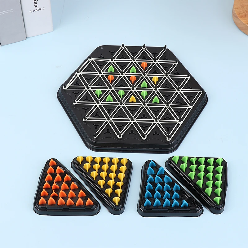 Nuevo juego de estrategia de tablero de duelo de ajedrez triangular de cadena para niños y adultos juego de mesa de ajedrez lógica familiar divertido