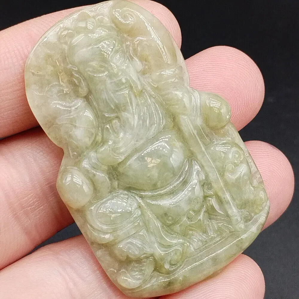 Certified 1 Piece Green 100% Natural A JADE JADEITE PENDANT Guan Gong God Sword view 2