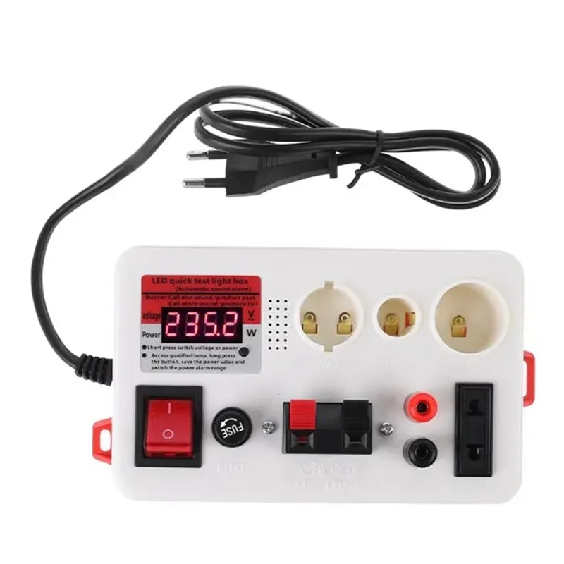AT29-Voltage Power Tester LED Fast Lamp Tester Checkerboard Lamp Test Box LED Light With Display EU Plug