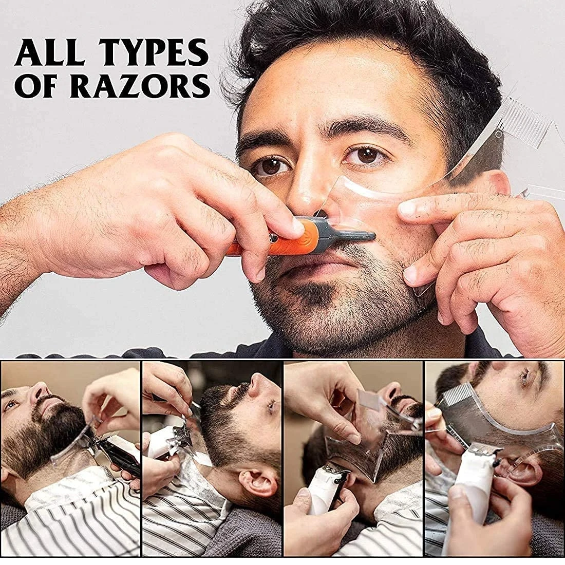 2 قطعة/المجموعة/مجموعة أداة تشكيل اللحية متعددة الوظائف للرجال، مشكل دليل اللحية مع مشط غير مدمج، حواف متعددة البطانات لـ Cu #1