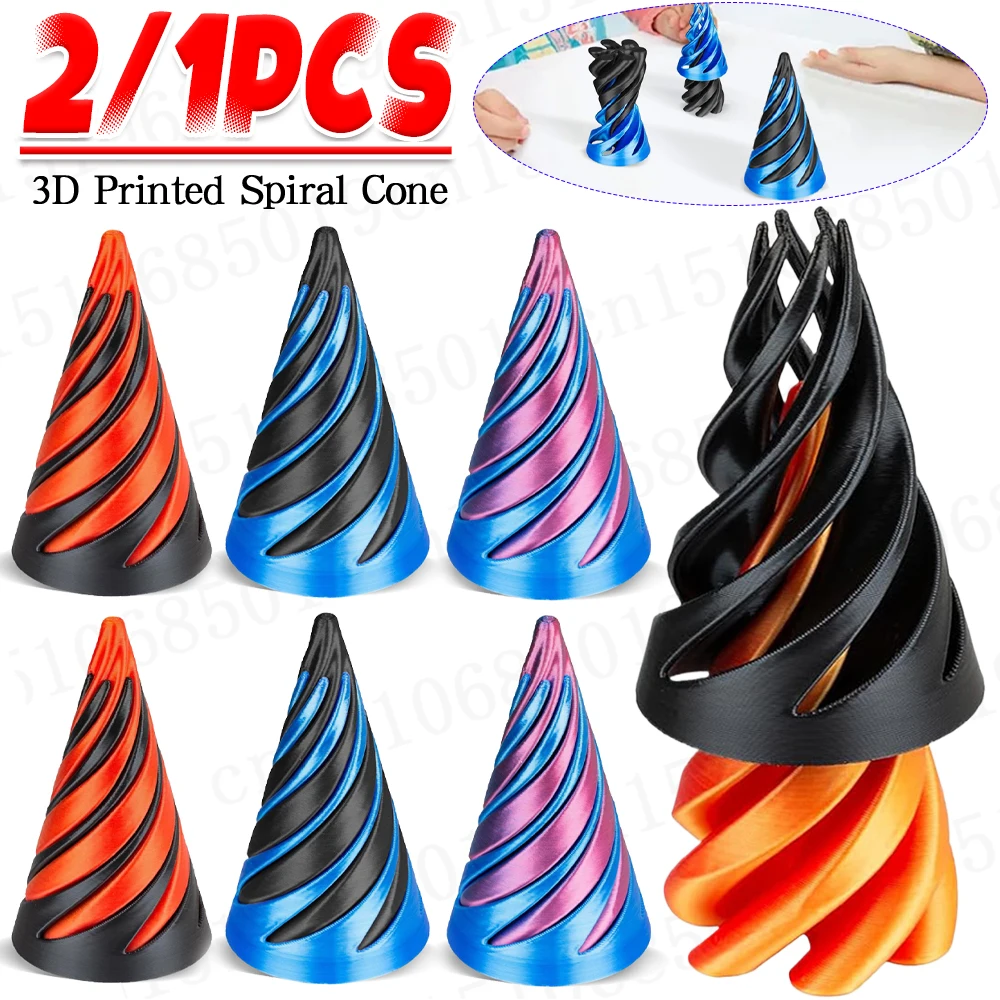 3D Printed Helix Screw Fidget Toy Spiral Cone Pyramid Passthrough Sculpture Decompression Decorative Ornaments Best Gift