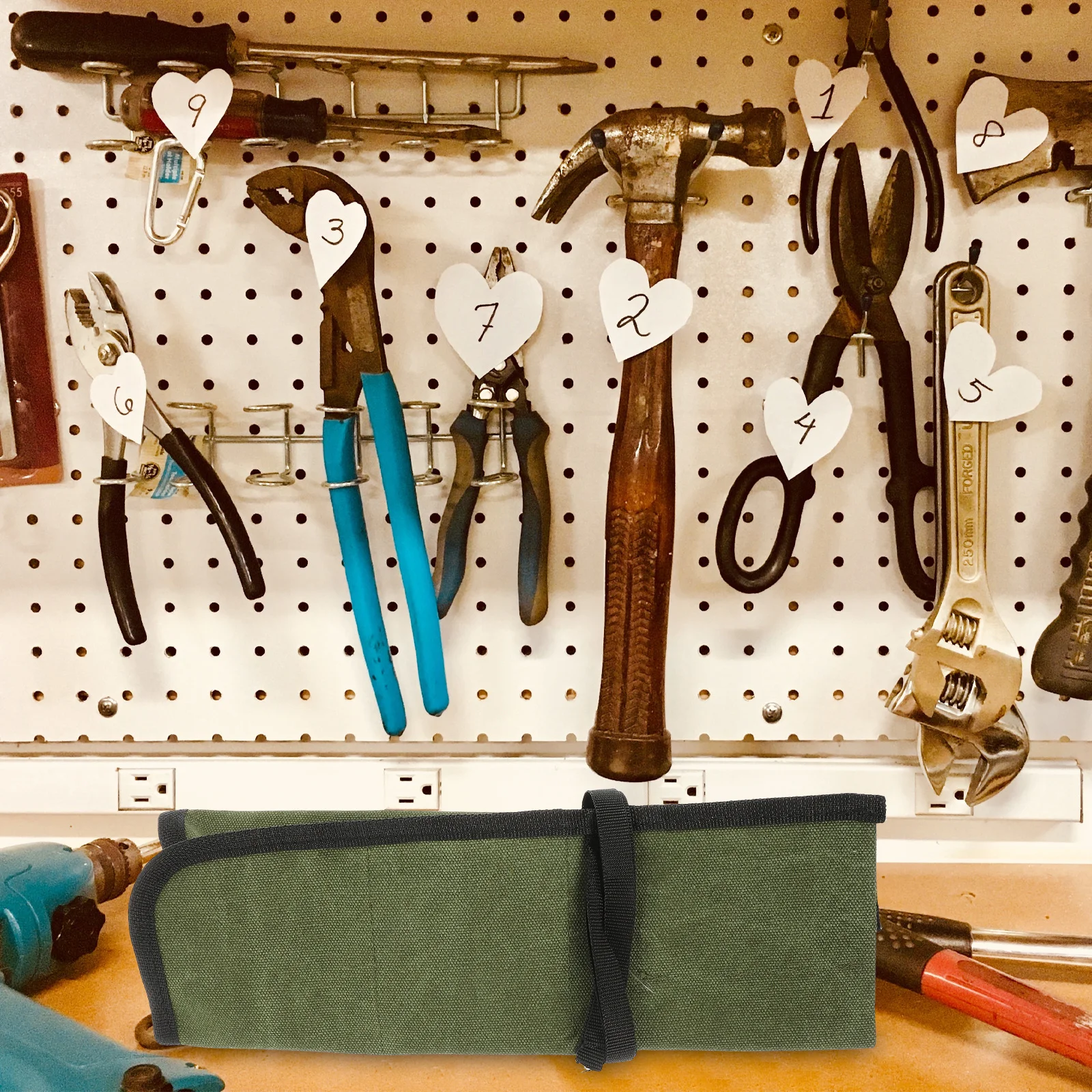 Bolsa enrollable para herramientas de carpintería, bolsa organizadora de lona resistente, bolsa enrollable de almacenamiento multiusos para herramientas, bolsas de herramientas de utilidad