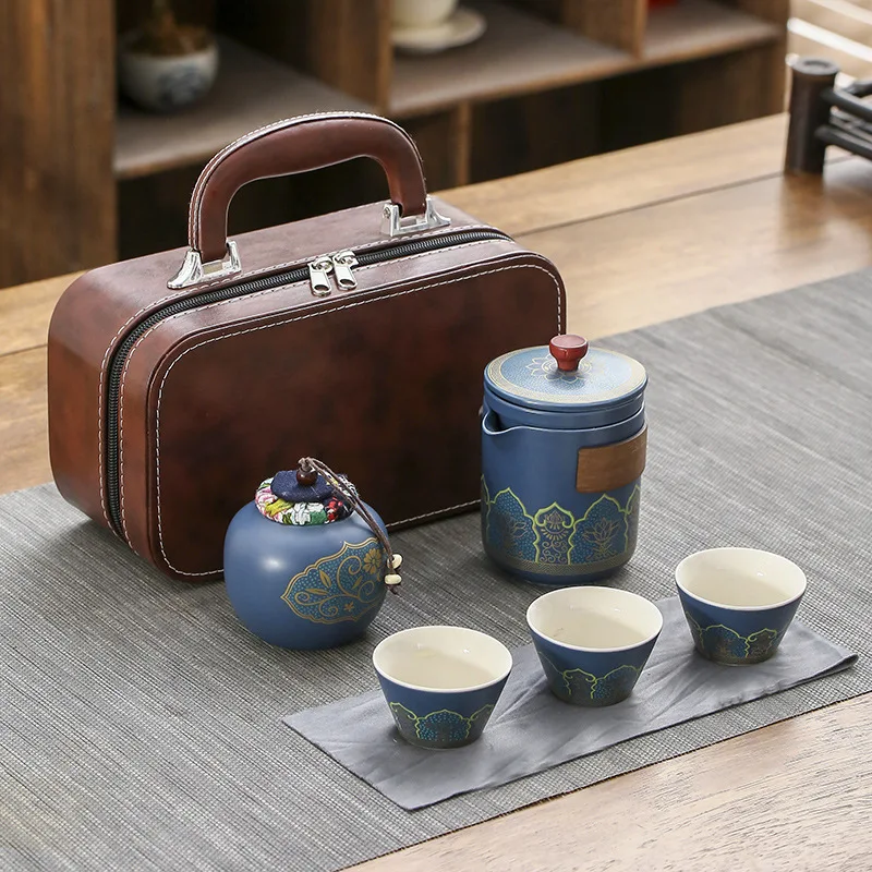 

Travel Set Quick Portable Outdoor Tea Brewing Cup One Pot Three Cups Teapot Light Luxury Gift