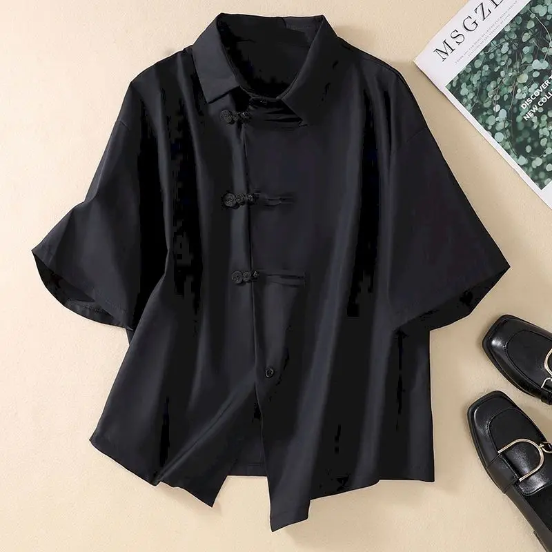 

Fashion Design Shirts Women Niche Button Up Short Sleeve Shirt Casual Loose Y2k Blouse Summer Trend Thin Shirts Aesthetic Tops