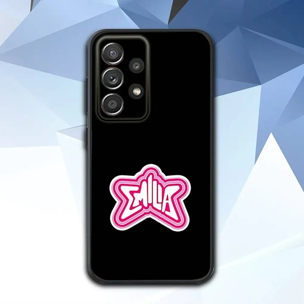 E-Emilia mp3 Singer Mernes Phone Case For Samsung S 25,24,23,22,30,21,10,9,Ultra,Plus,Lite,FE,4,5 G Soft Black Case