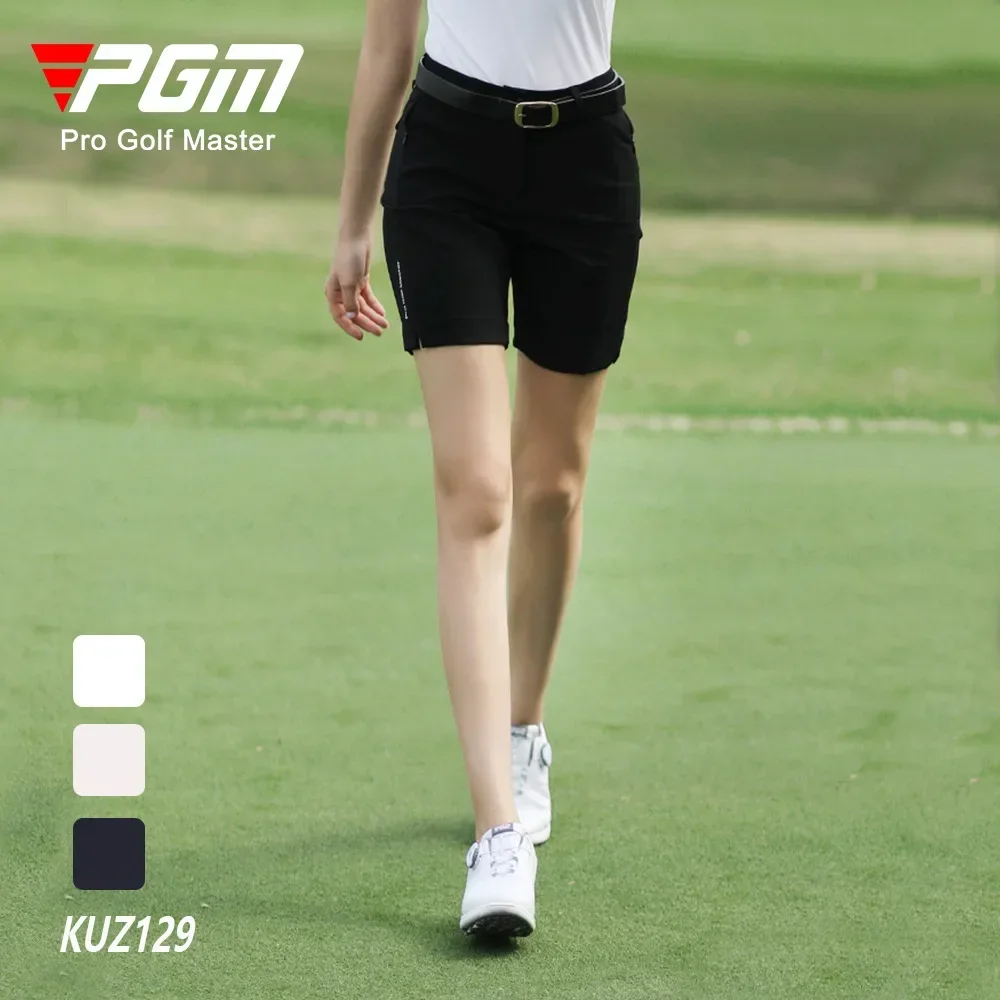 PGM Women Summer Golf Shorts Pants Elastic Waterproof Half Trousers Zip Pocket Ladies Sports Clothing Wear Tennis KUZ129