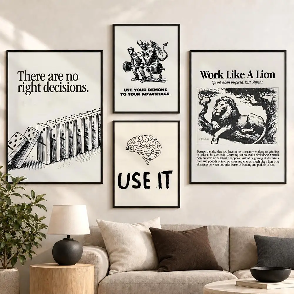 Self-discipline quotes Motivational Minimal Aesthetic Poster Aesthetic Art Print for Bedroom & Living Room Decor, Unframed