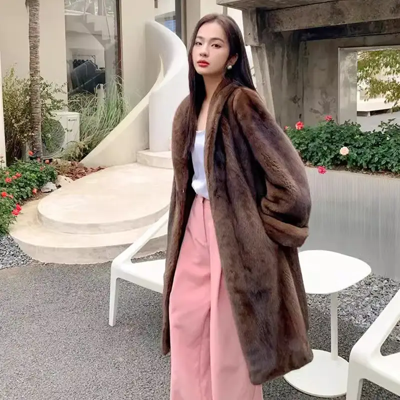 Winter Thick Warm Long Faux Fur Coat Women Long Sleeve Plus Size Luxury High Quality Fur Coat Lapel Tops Loose Winter Jacket - Image 3