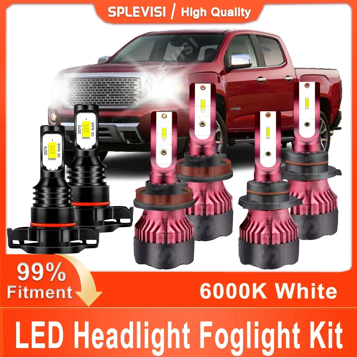 

Car Light 6000K White For GMC Canyon 2015 2016 2017 2018 Led Headlight High Low Beam Foglight 9005 H11 H16