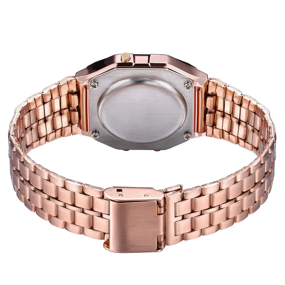 Retro Platz Elektronische Uhren Digital Display Frauen Männer Uhr Rose Gold Silber Luxus Damen Armbanduhren Uhren Para Mujer