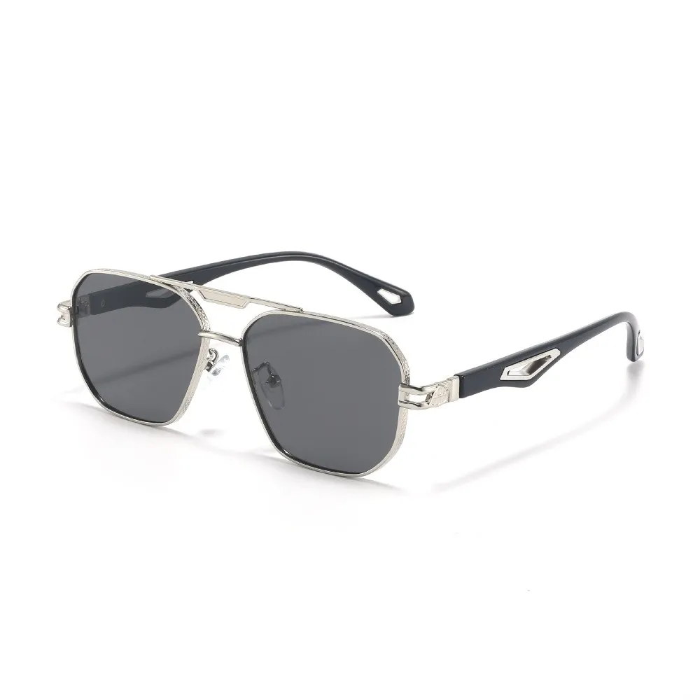 

New Retro Double Bar Sunnies Sunshade Eyewear Square Frame Unisex Polarized Sunglasses Waterproof HD Anti-UV Glasses Men