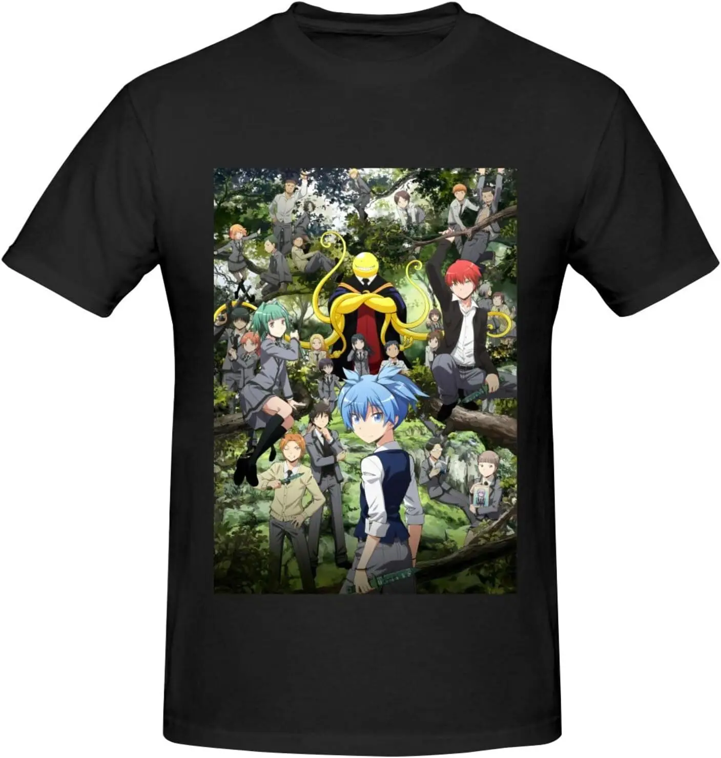 Assassination Classroom T-Shirt Men's Short Sleeve Graphic Casual T-Shirts Fashion Cotton Outdoor Tees Black