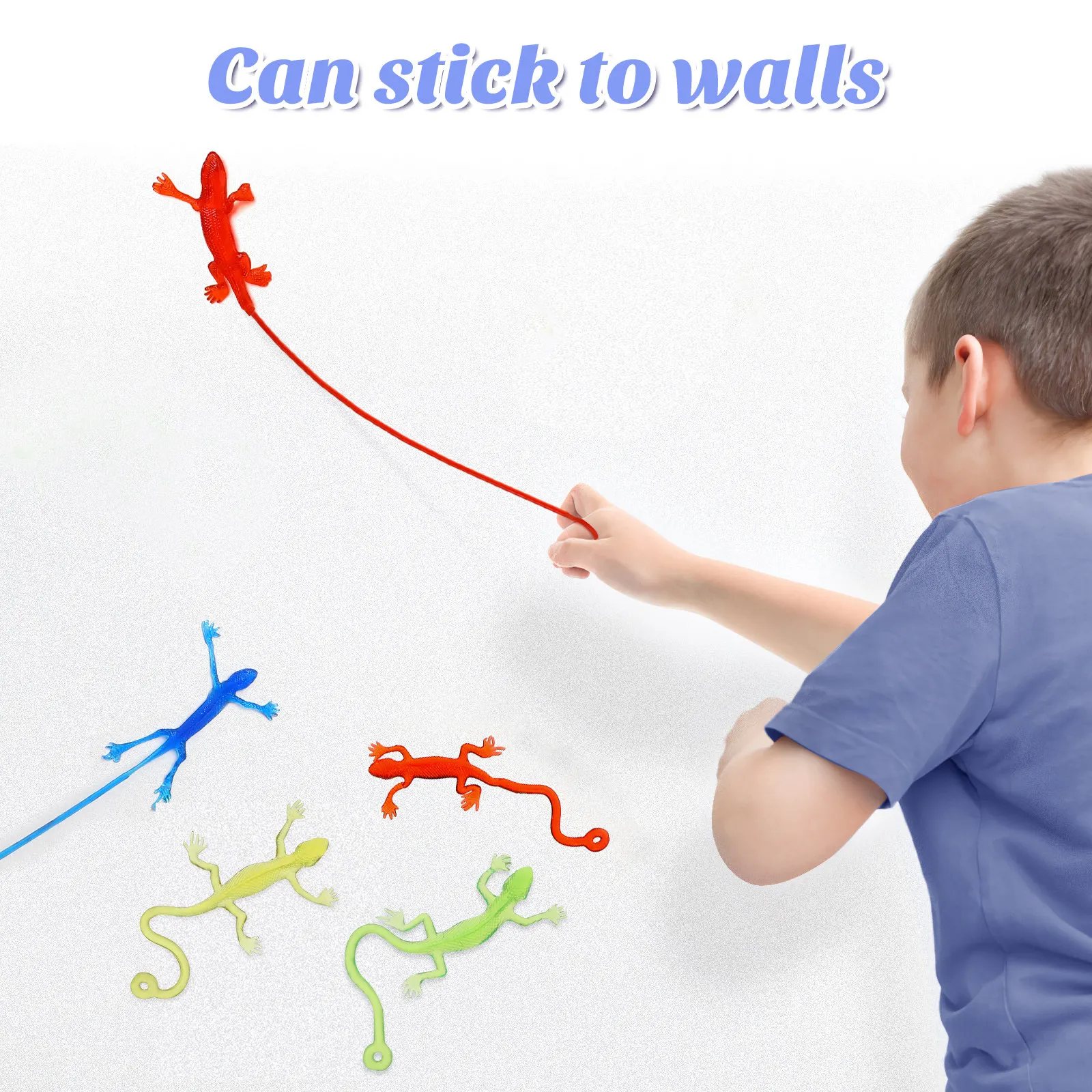 5Pcs Sticky Lizard Squishy Soft Stretchy Stretchable Elastic Party Favor Kids Goodie Bag Filler Stress Relief Fun