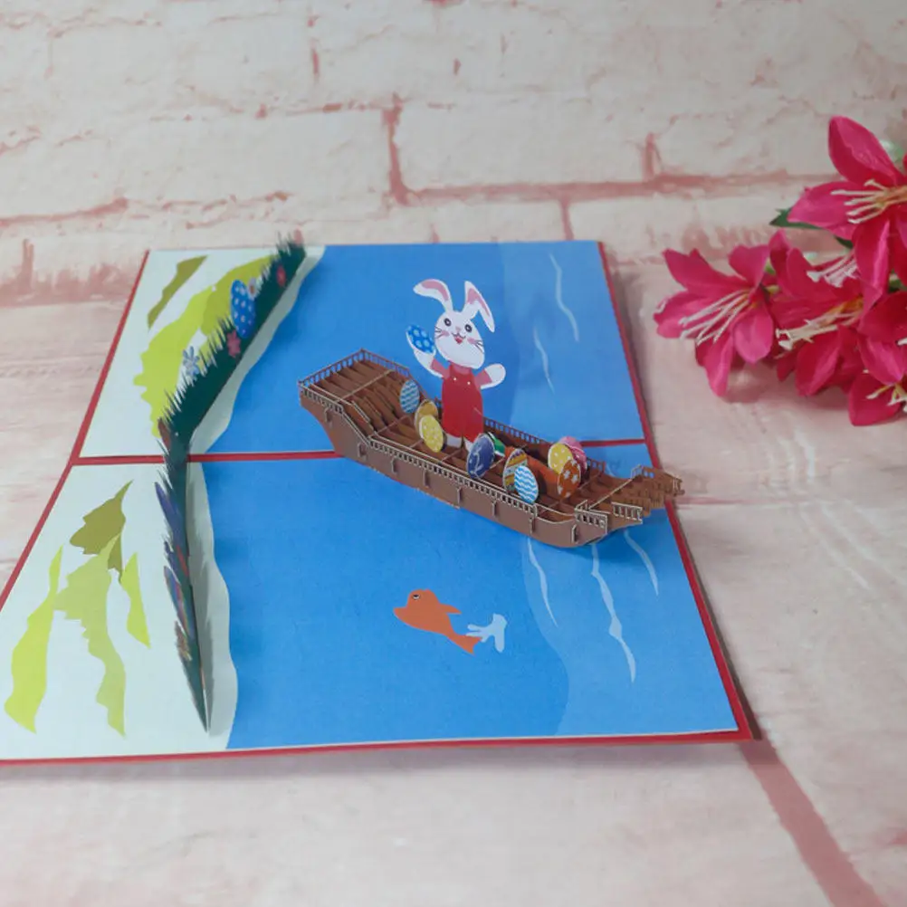 

3D Bunny Greeting Card Easter Themed Pop Up Greeting Cards Creative Festival Gift Blessing Party Supplies 3D Bunny Cards