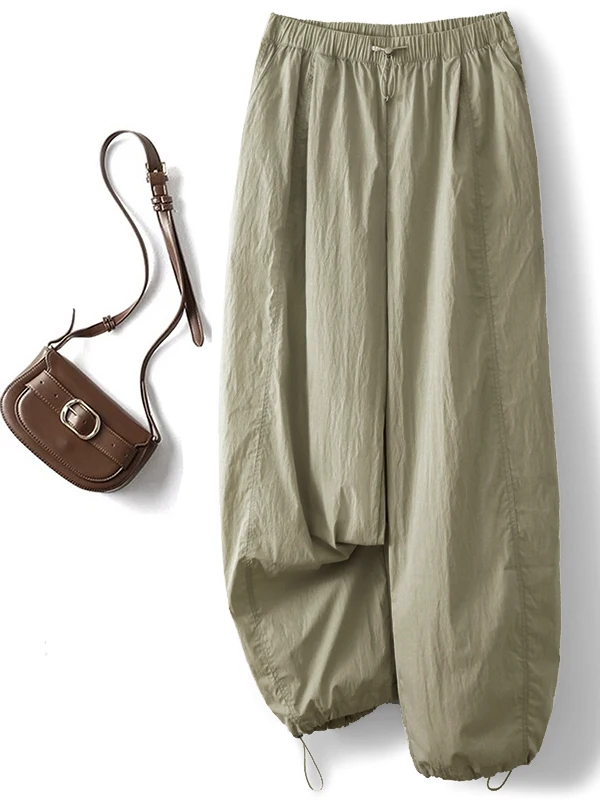 Authentic Cotton Linen Wide Leg Pants Loose Comfortable Women's Casual Trousers High Waist Pocket Detail Pure Color Design