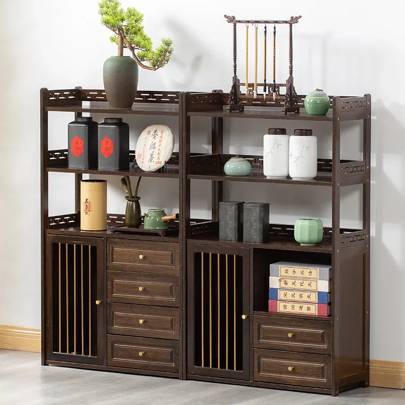 

Antique Shelf Solid Wood Tea Shelf Storage Rack Living Room Side Cabinet Duobao Pavilion Storage Cabinet