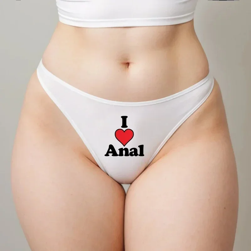 Lovely Cotton Underwear I LOVE ANAL Thong for Women Sexy GString Hot Panties Soft Lingerie Female Underpant Fashion String Femme