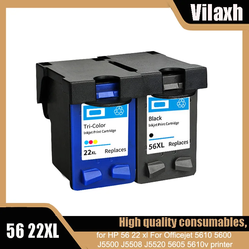 

Vilaxh 56 22xl Compatible Ink Cartridge Replacement for HP 56 22 xl For Officejet 5610 5600 J5500 J5508 J5520 5605 5610v printer