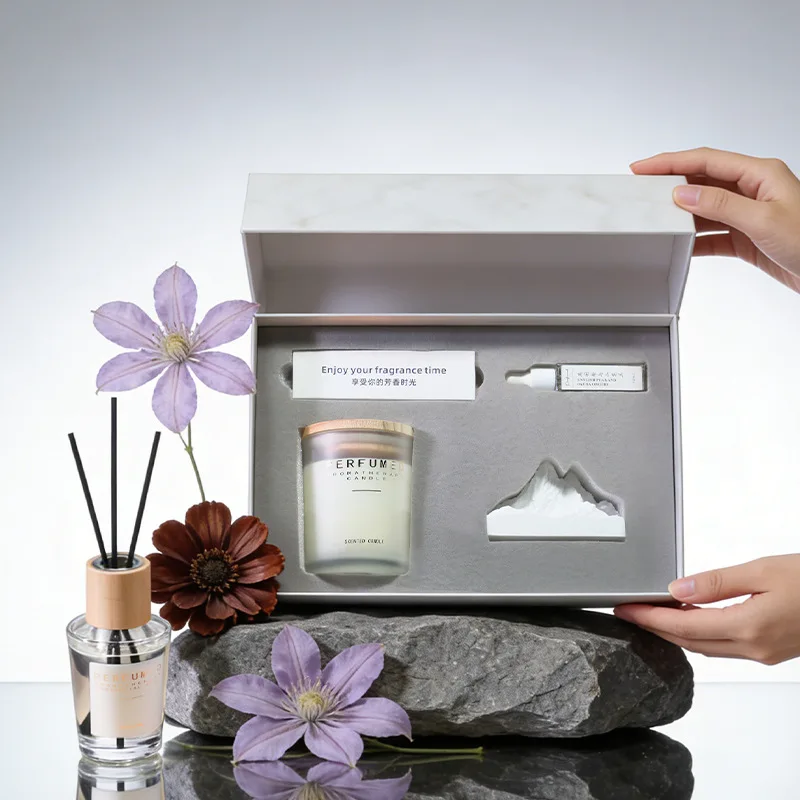 Diffuser Stone Aromatherapy Gift Box Frosted Wood Cover Candle Set Premium Mountain Fragrance Ornament Souvenir
