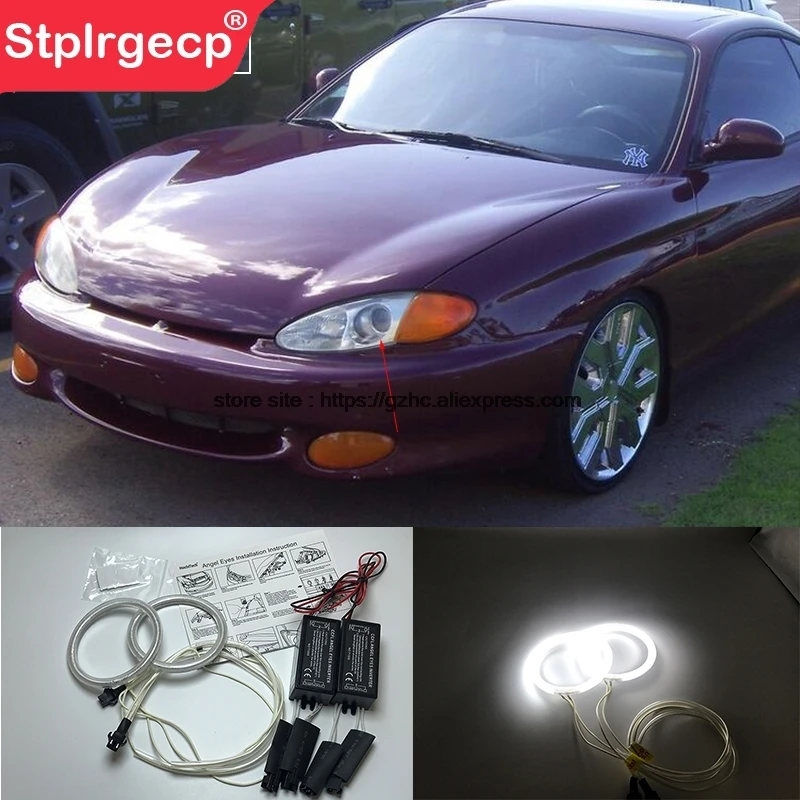 

HochiTech для Hyundai Tiburon Coupe RD1 J2 F2 ультра яркий дневной свет DRL CCFL ангельские глаза набор демонических глаз теплый белый гало кольцо