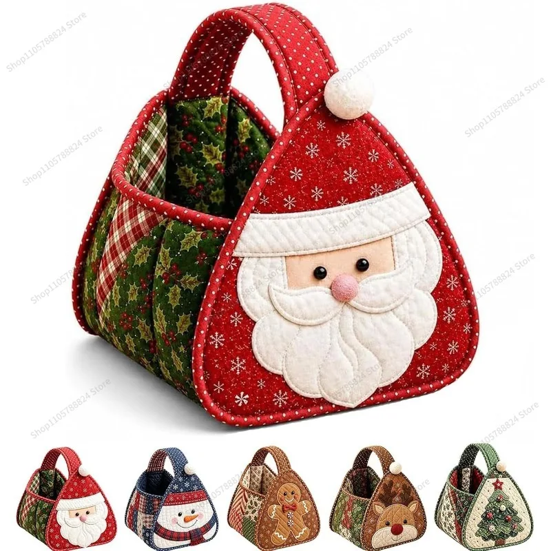 For Christmas figures quilted hand basket, fabric storage basket kit, home decoration storage device