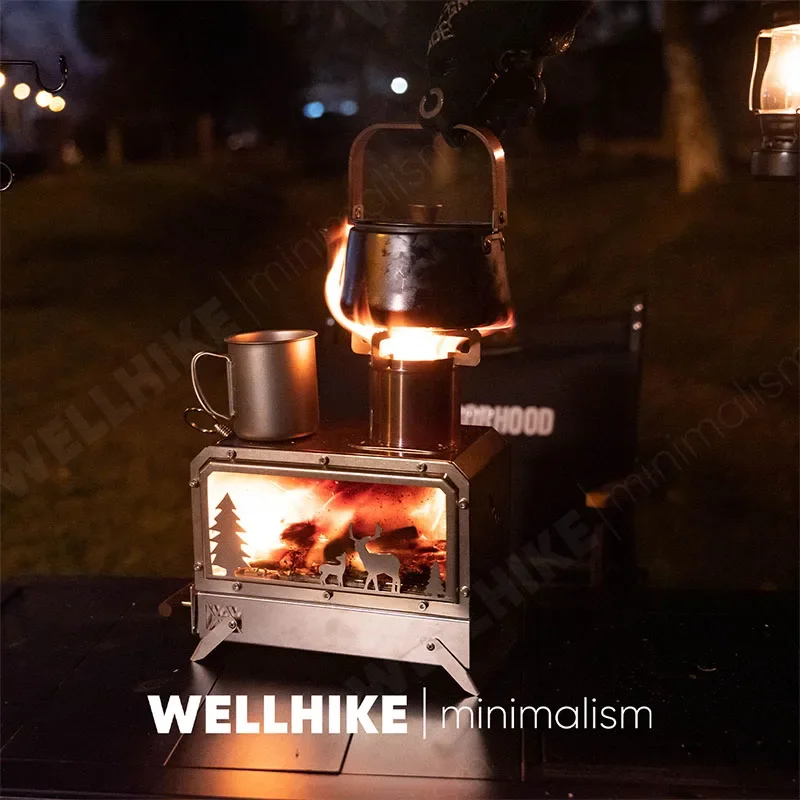 

Дровяная печь, нагреватель для дровяной печи, мини-нагреватель из нержавеющей стали для улицы с наблюдением, стеклянная портативная складная дровяная печь для кемпинга