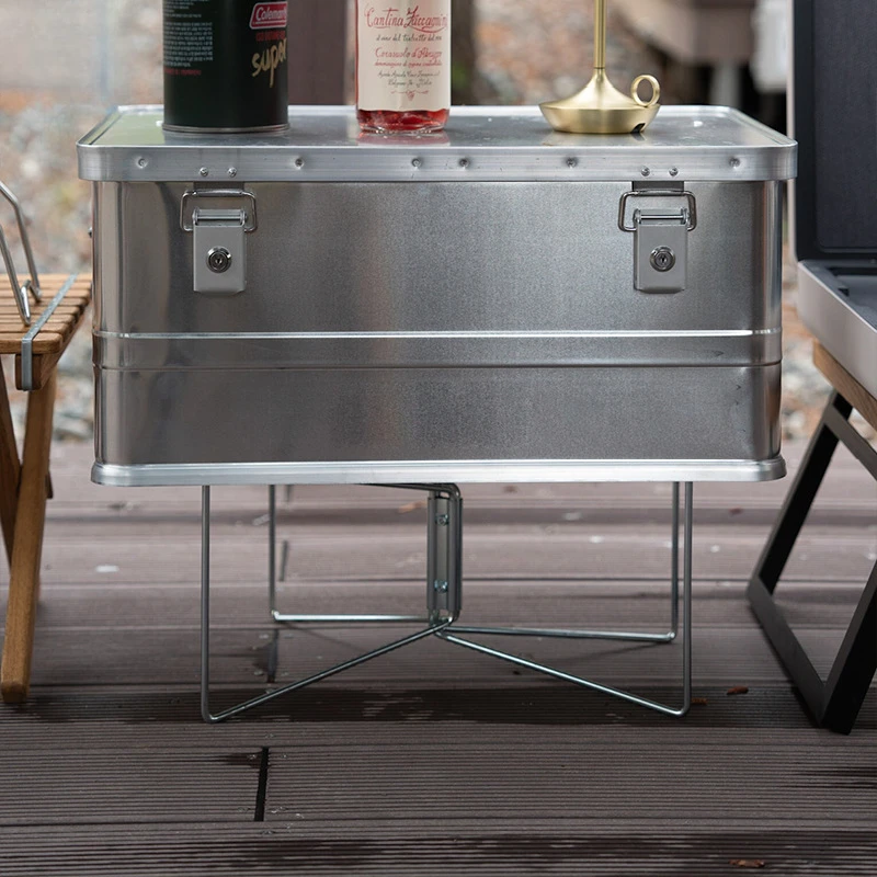 1/2 قطعة التخييم طوي حامل معدني المحمولة المنظم صندوق حامل قابل للطي صناديق تخزين في الهواء الطلق رفوف للنزهة في الهواء الطلق