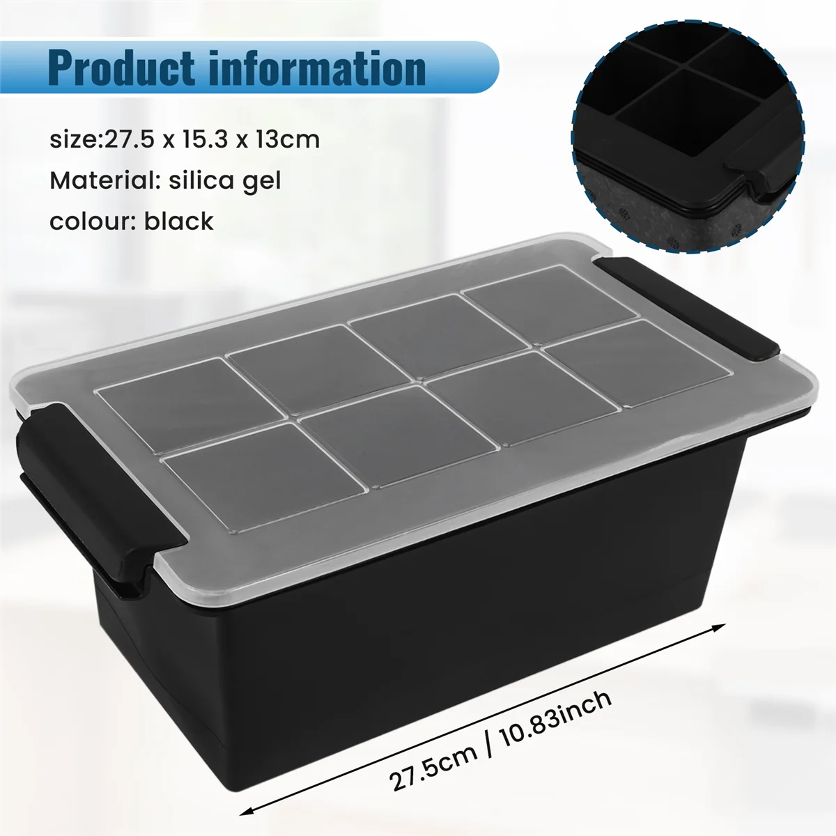 

【Падение цены】Прозрачный льдогенератор, лоток для прозрачного льда, изготовление 8 больших квадратных ледяных квадратов, кристально-прозрачный ледяной квадратный чайник для коктейлей